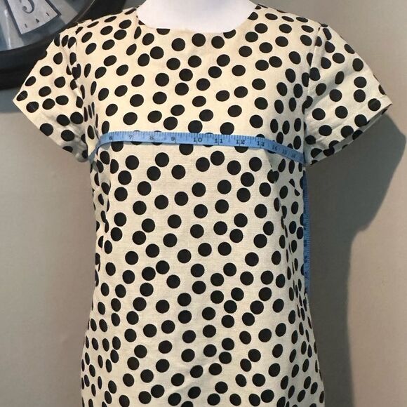 J Crew Cream and Black Polka Dot knee Length Short Sleeve Dress Size 2 - Picture 7 of 11